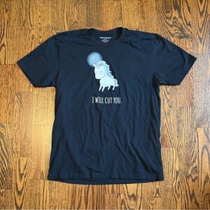 Black Graphic T-Shirt with Unicorn Print